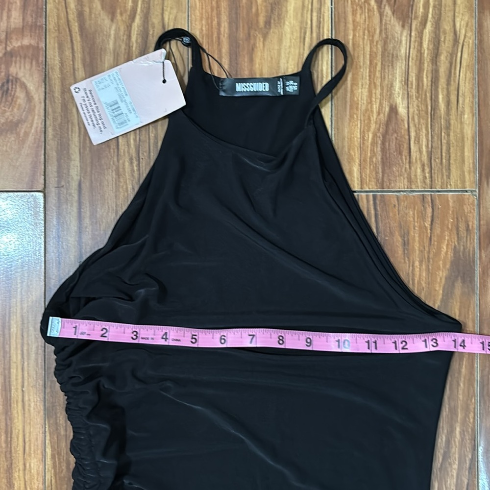 Misguided black slinky rouched black dress, size 6, NWT. - Picture 7 of 15